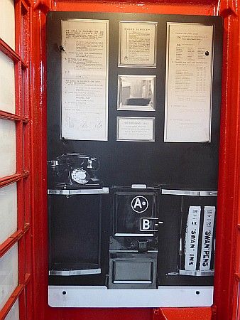 The mock interior of the telephone box The mock interior of the telephone box